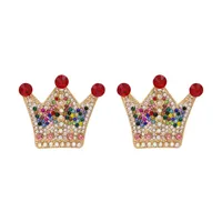 Pendientes clásicos de Stud para damas Mujeres Crown Crystal Pendientes Joyería Cumpleaños Regalo Declaración Accesorios