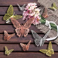기타 축제 파티 용품 12pcs 아름다운 케이크 장식 3D Hallow Flower Butterfly Happy Birthday Toppers Christmas Tree 장식