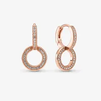 2021 925 argento sterling oro rosa scintillante doppio cerchio orecchini per le donne orecchio da sposa gioielli originali regalo del partito Brincos