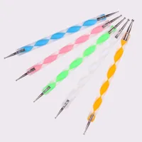 5Pcs Color Handle Dotting Tools Spiral Rod Double-end Point Nail Pen Indentation Flower Drill Tool