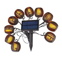 Strängar LED Solar Powered String Light Outdoor Waterproof Flame Lantern Hängande Fairy Lamp Bröllopsfest semesterdekorationer