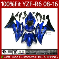 Inyección Metal Blue Blk Coladas para Yamaha YZF-R6 YZF R 6 YZF R6 600 YZF-600 YZFR6 08 09 10 11 12 13 15 16 99NO.34 YZF600 2008 2009 2009 2010 2012 2013 2014 2015 2015 2016 OEM Body