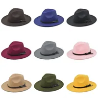 Women Men Wool Vintage Gangster Trilby Felt Fedora Hat With Wide Brim Gentleman Elegant Lady Winter Autumn Jazz Caps 552 T2
