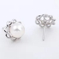 earring blank without pearl twining flower design semi-finished stud earrings 925 sterling silver fine jewelry diy