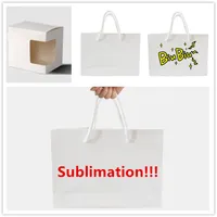 Sublimation Weiße Papiertüten mit Griffen Massenweiß Papier Geschenk Taschen Einkaufstüten für Einkaufsgeschenk Merchandise Retail Party Bulk Geschenkbox DIY