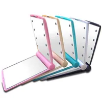 2021 светодиодный макияж зеркала ABS складывая сплошной цвет с легким женским леди квадратный компактный косметический зеркальный карманный карманный портативный
