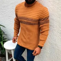 3 색 남성 스웨터 캐주얼 colorblock 스트라이프 오 넥 풀오버 슬림 피트 스웨터 가을 겨울 남성 긴 소매 크루 넥 탑스