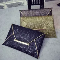 Fahion Design Women Glitter Sequins Handbag Female Evening Party Envelope Clutch Bag Socialite Style Wallet Purse Gold Purses