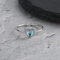 Amore anello colorato Aurora Moonstone a forma di cuore a forma di barretta aperta per le donne