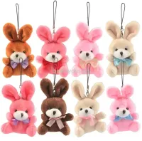 6cm Plush Bunny Pendant Keychain Cute Small Plush Animals Key Ring Easter Party Favors Kids Gifts DD0119