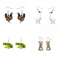 재미있는 시뮬레이션 동물 아크릴 매달려있는 귀걸이 여성 개구리 나비 치킨 오리 귀걸이 자신만의 디자인 드롭 귀걸이 여성 2022