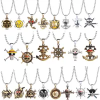 Yutong Japanes Japonais Anime One Piece Collier Cosplay Luffy Pirate Skull Pendentif Metal Pendentif en métal Chaîne de perle Mode Couker Bijoux Cadeau Souvenir
