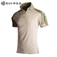 Erkek T-Shirt Camo Savaş Taktik Gömlek Kısa Kollu Hızlı Kuru T-Shirt Kamuflaj Açık Avcılık Gömlek Hiking Askeri Ordu