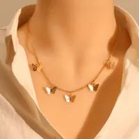 Gold Silber Farbe Kette Anhänger Schmetterling Halskette Für Frauen Layered Charme Choker Halsketten Boho Beach Schmuck Geschenk günstig