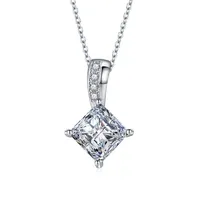 Colgante De Diamante Cuadrado Celebrity Princess Square Yellow Diamond Colgante De Joyería Para Mujer