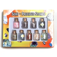 9 bouteilles mini gemmes de pierre tombée de pierre précieuse mine puce SZ Crystal cicatrisant des pierres de pierres de gemme