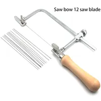 Handgereedschap Mini Saw Bow 12 Blades Staal Professionele Verstelbare Tool voor Hout Sieraden Snij Kit DIY Timmerhout Houtbewerking
