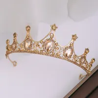 AiliBride Champagne Wedding Crown Hair Accessories Rhinestone Bride Headdress Crown Queen Tiara crown Bridal hair jewelry