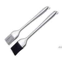 304 Stainless Steel Oil Brushes BBQ Tools High Temperature Resistant Silicone Brush Head Hangable Household Baking Tool JJE13254