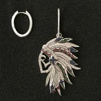 Umgodly Luxury Merk Asymmetry Indian Tribe Oorbellen Kleurrijke Cubic Zirconia Feather Fashion Sieraden Mogen Aankomst