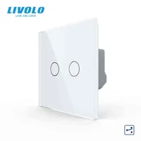 5PC Livolo EU標準的なタッチスイッチ、2Gang 2Way Control、7色の水晶ガラスパネル、壁ライトスイッチ、220-250V、C702S-1 / 2/3/5 W220314