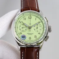 New Premier B15 Duograph AB0930D31L1P1 Asia-7750 Automatic Mens Watch chronograph Green Dial Sapphire High Quality Gents Sport Watches Brown Leather Strap