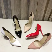 أعلى جودة النساء الأحذية القيعان الأحمر عالية الكعب مثير أشار تو حمراء وحيد 8 سنتيمتر 10 سنتيمتر 12 سنتيمتر مضخات مكتب اللباس الحذاء عارية الأسود لامعة