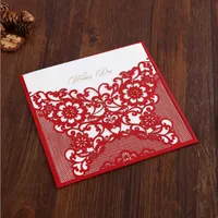 50pcs Red Laser Cut Wedding Invitations Card Hollow Butterfly Elegant Greeting Card Envelopes Wedding Party Favors Decoration SH190923