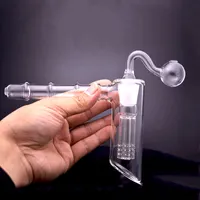 18mm Female Glass Oil Burner Bong hammer water pipe with 6 Arm Filter Thick Pyrex recycler ash catcher bong with male glass oil burner pipe
