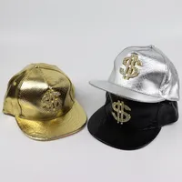Cappello da baseball da uomo in pelle dorato in metallo dorato in pelle dorata Hip-hop cappelli di snapback in pelle per uomo e donna