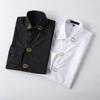 Luxurys Designers Dress Shirt Menswear Fashion Society Black Men Solid Color Business Casual Mens Lange Mouw M-3XL # 17