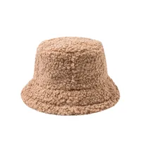 Mulheres cordeiro pelúcia balde chapéus senhora cor pura outono inverno manter quente moda boné 10 8yx j2