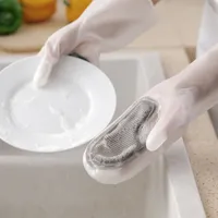 ПВХ резиновые перчатки для мытья посуды с кистью Водонепроницаемый для стирки для чистки Перчатки Прочный чистый инструмент для кухонных аксессуаров