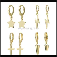 Hoop Hie Jewelrymoon Star Cross Lock per le donne in metallo oro Semplice orecchini Piercing Ciliego Bijoux Drop Consegna 2021 CeF0R