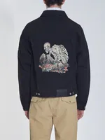 Plam Açılar Ceket Sonbahar Tasarımcısı Jean Ceketler Palm Hip Hop Uzun Kollu Embrodiery Kafatası Mont Erkek Dış Giyim Coat Denim Streetwear 25KP #
