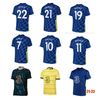 Tailândia Lukaku 21 22 22 Camisas de futebol Mount Werner Havertz Chilwell Ziyech 2021 2022 Pulisic Home Away Away Camisa de Futebol Amarela Kante Homens Crianças Conjunto de Kits