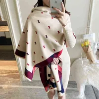 Moda lenços coreano estudante arco contraste cachecol feminino outono inverno inverno longa imitação cashmere xaile mulheres espessadas e alongado tamanho18
