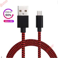 Micro USB Type-C-kabel USB-C Snabbladdare flätade kablar 1m 3ft 2m 6ft snabbladdningssladd för not 10 S10 plus Huawei P30 Pro
