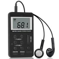 Hanrongda HRD-103 Small am FM Radio Digital 2 Band Receptor Estéreo Portátil Pocket Fones de ouvido LCD com Earp