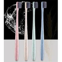 Environmental Portable Wheat Straw Handle Toothbrush Flat Environment-friendly Bamboo Charcoal Toothbrush 4 Colors a20