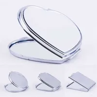 Moda Forma de corazón forma geométrica en blanco espejo fondo doble plegable maquillaje espejo creativo lleva niña regalo decoración maquillaje espejo