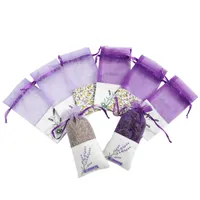 Lila Baumwolle Organza Lavendel Sachet Tasche DIY Getrocknete Blume Süße Bursa Kleiderschrank Mögliche Gift Tasche DH4863