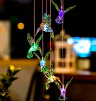 Solarlampen Kolibri Windspiele Wasserdichte Außenbeleuchtung Hängende Gartenlicht, Farbwechsel Home Party-Garten-Dekoration