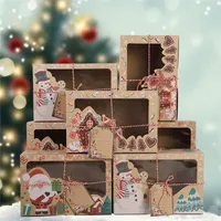 クリスマス装飾6/12xクッキーボックスクラフトペーパーベーキングギフトボックスキャンディーバッグクリスマスデコレーションナビダッドノエルナタールイヤーパーティーの好意
