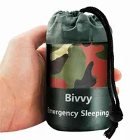Camouflage Waterproof Emergency Sleeping 120x200cm Portable Warmth Survival Camping Reusable, Send Original Storage Bag