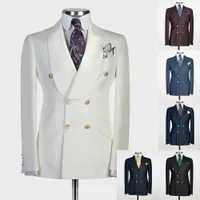 En bit Business Plus Storlek Tuxedos Mens byxor Passar Dubbel Brested Groom Wedding Prom Party Blazer Overcoat
