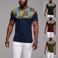3 색 Mens T 셔츠 대형 캐주얼 국가 스타일 스티치 인쇄 아프리카 짧은 소매 느슨한 캐주얼 의류 S-5XL