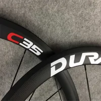 38mm Dura ACE C35 in fibra di carbonio Black Red Decalcomania Road Bicycle Wheelcle Wheelset include hub e wheelset bici da strada a sgancio rapido