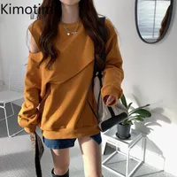 Kimotimo Oversize Sweatshirt Autumn Pullover Off Shoulder Long Sleeve Hoodie Streetwear Korean Fashion Tops Japanese Women&#039;s Hoodies & Sweat