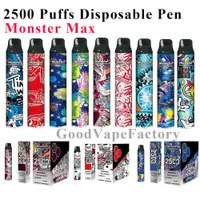 Authentic Monster Max 2500 sbuffi di sigaretta elettronica Penna monouso con design moda e kit di pod di grande capacità